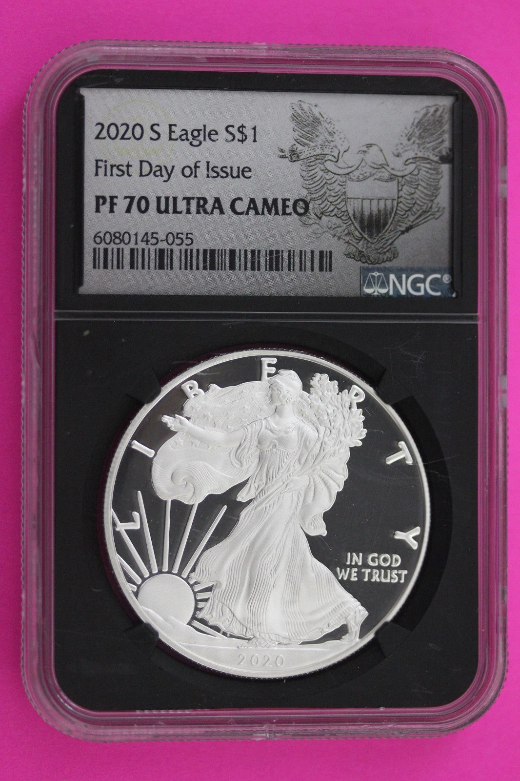 2022 S PF 70 Silver Eagle Proof DCAM 1 OZ .999 Silver NGC 1rst Day Issue 695