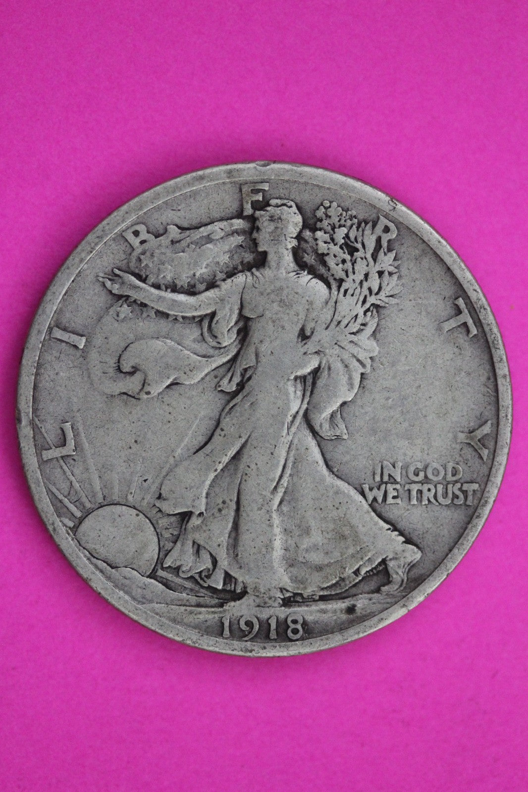 1918 P Walking Liberty Silver Half Dollar Guaranteed Authentic Genuine Coin 1619