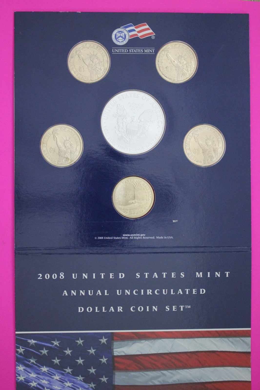 Gem 2008 Brilliant Uncirculated 6 Dollars U.S. Mint Set Silver Eagle COA 9057
