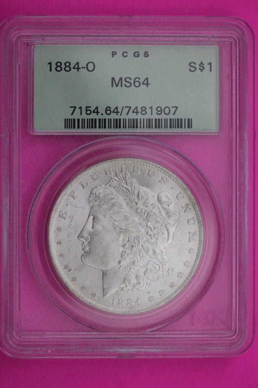 1884 O MS 64 Liberty Morgan Silver Dollar PCGS Green Label Graded Authentic 357