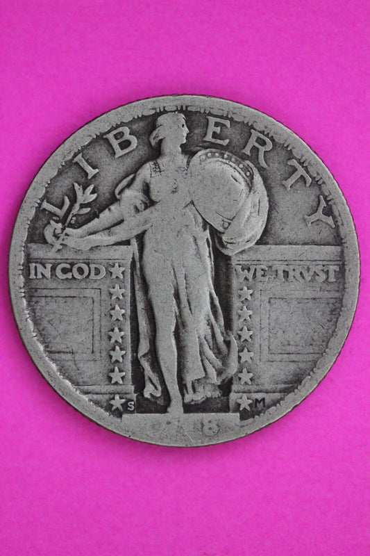 1918 S Standing Liberty Silver Quarter Semi Key Date Coin Guaranteed Real 0626N