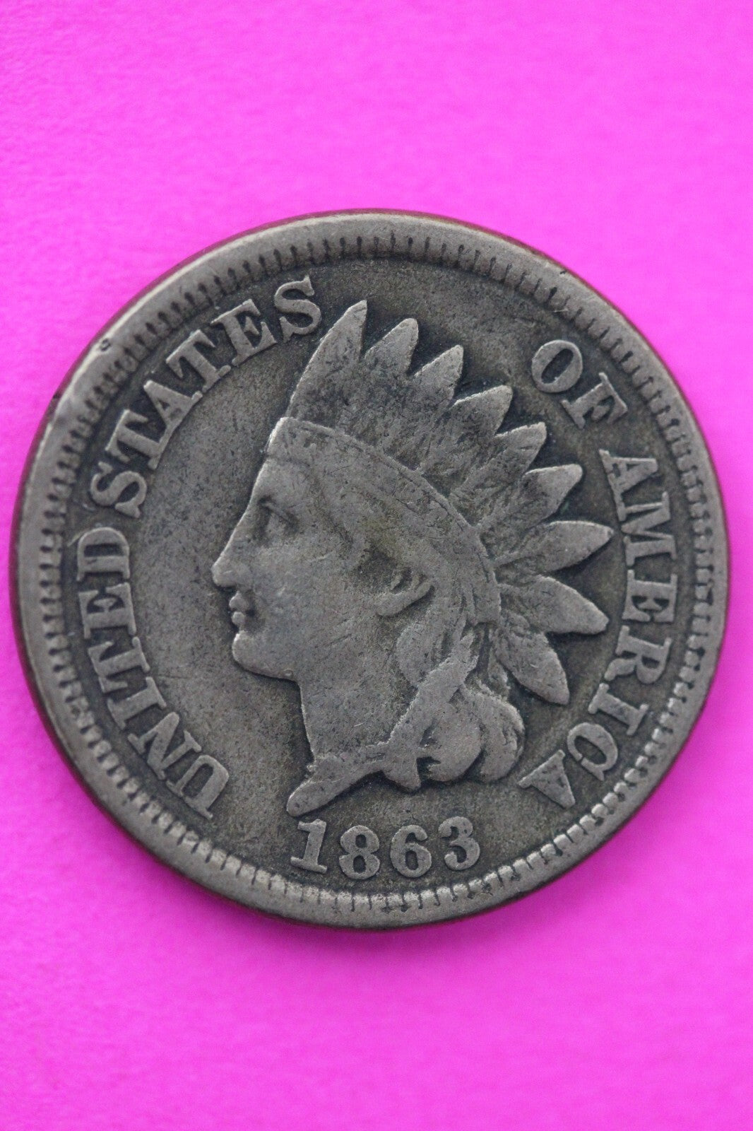 1863 Copper Nickel Indian Head Cent Penny Early Type Coin Exact Coin Pictured 39