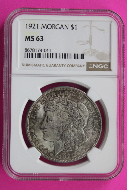 1921 P MS 63 Liberty Morgan Silver Dollar NGC Certified Graded Authentic 884