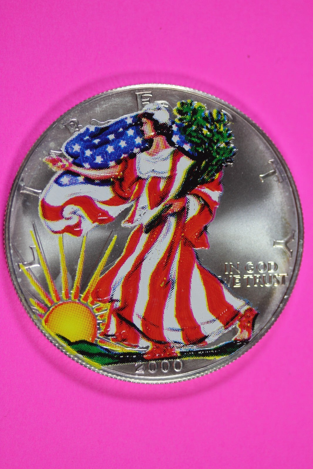 Colorized 2000 American Silver Eagle 1 Ounce .999 Fine Exact Coin Shown 178