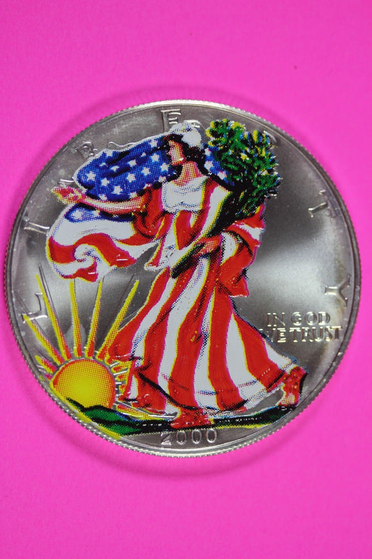 Colorized 2000 American Silver Eagle 1 Ounce .999 Fine Exact Coin Shown 178