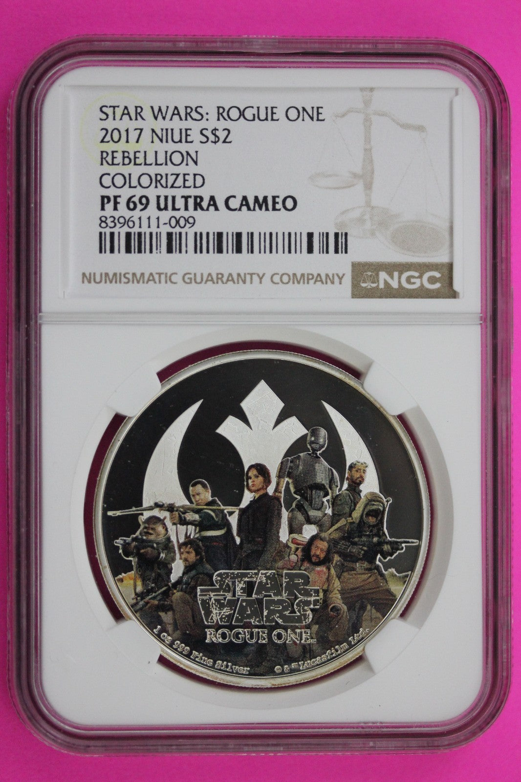 2017 Star Wars Rogue 1 Rebellion PF 69 1 OZ Silver Colorized Coin Niue NGC 595