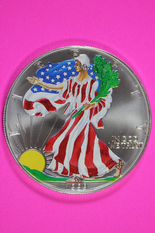 Colorized 1999 American Silver Eagle 1 Ounce .999 Fine Exact Coin Shown 170