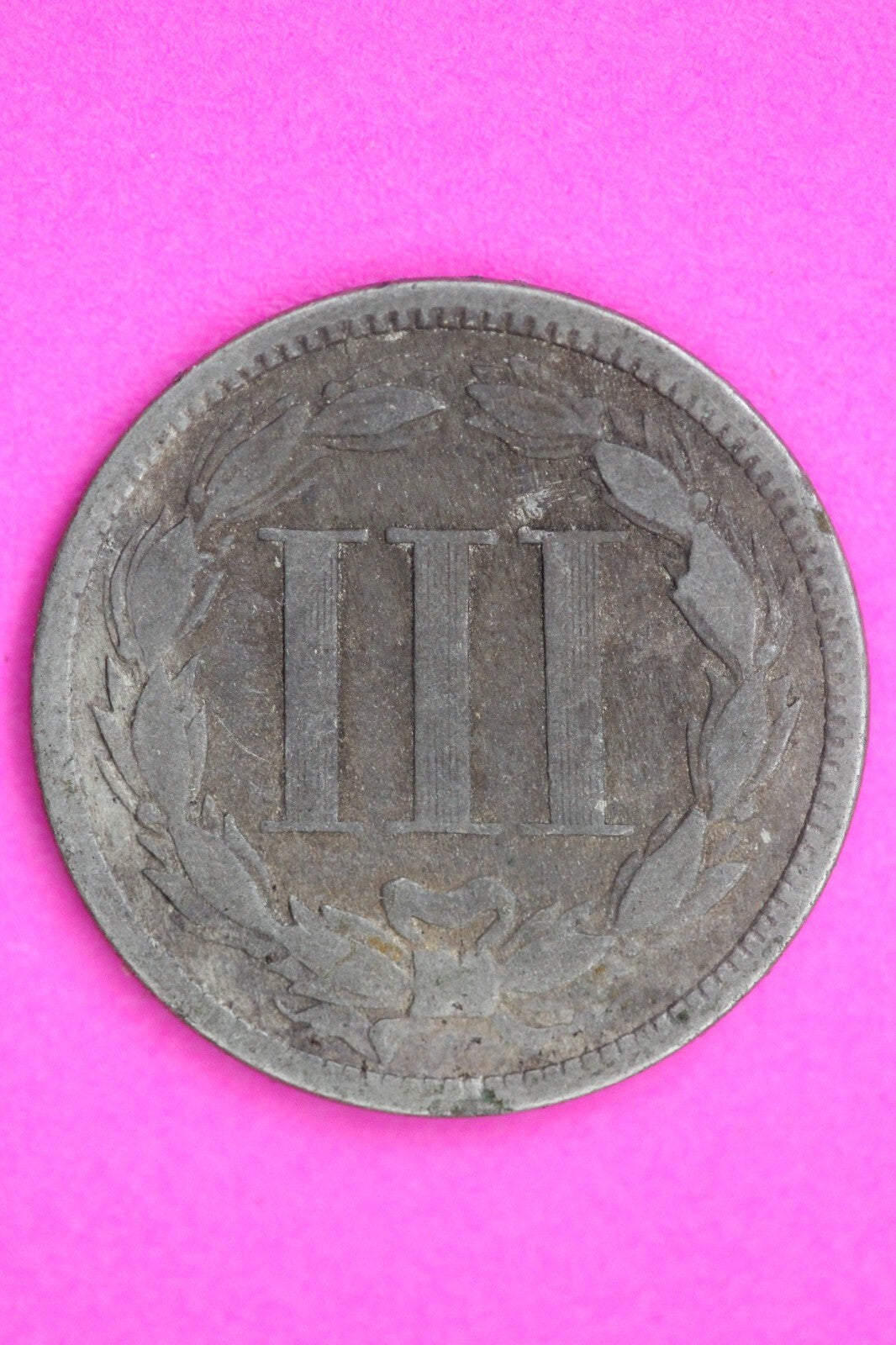 1867 Three 3 Cent Nickel Scarce Type Coin Guaranteed Authentic & Genuine 0722N