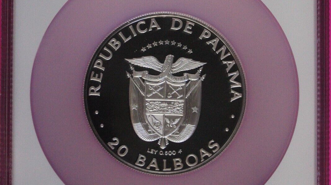 Nice Toning 1985 Panama Silver 20 Balboas PF 69 Ultra Cameo NGC Graded Slab 7100