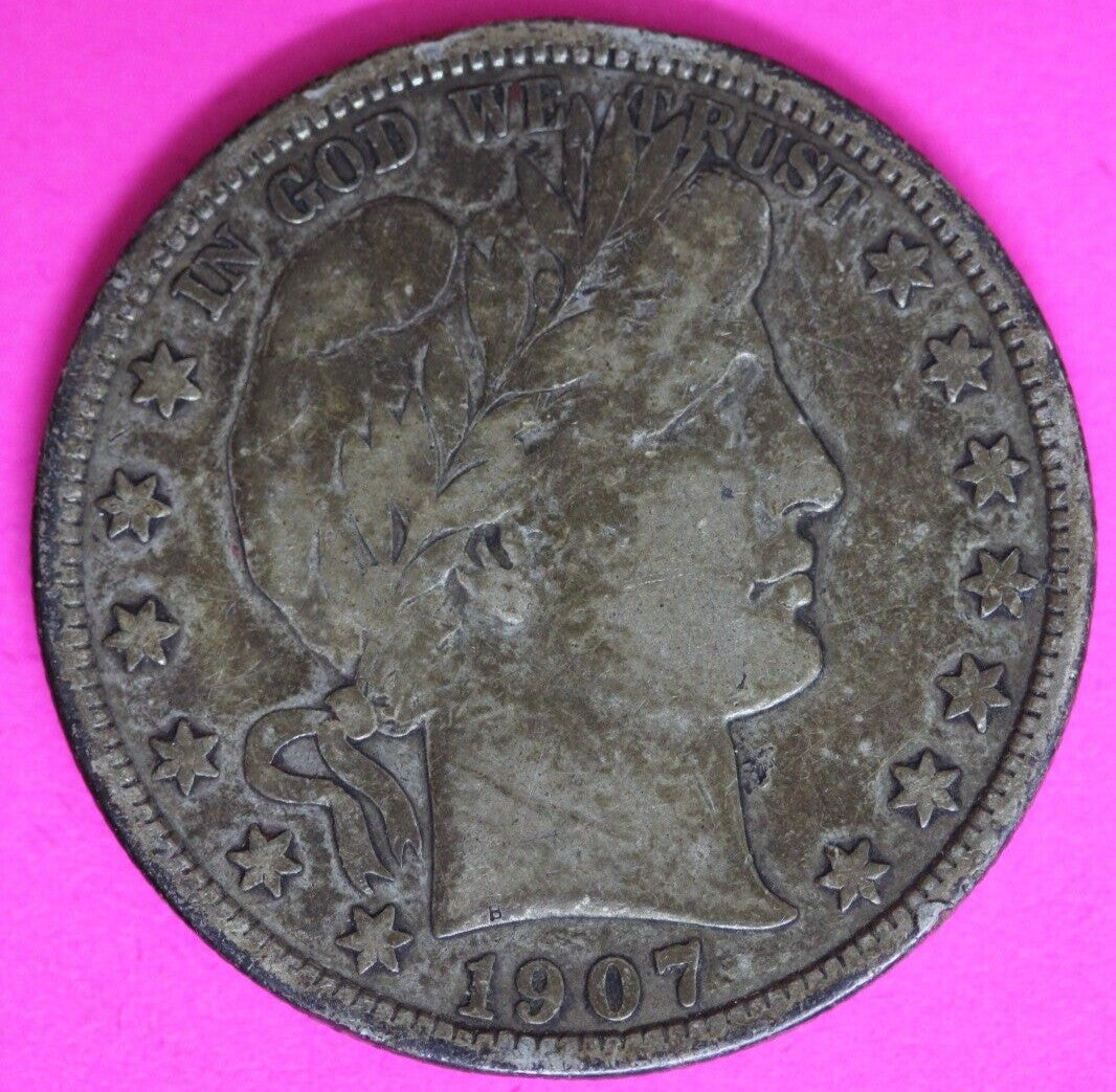 1907 D Barber Liberty Half Dollar Silver Coin Rare In Better Condition Denver 49