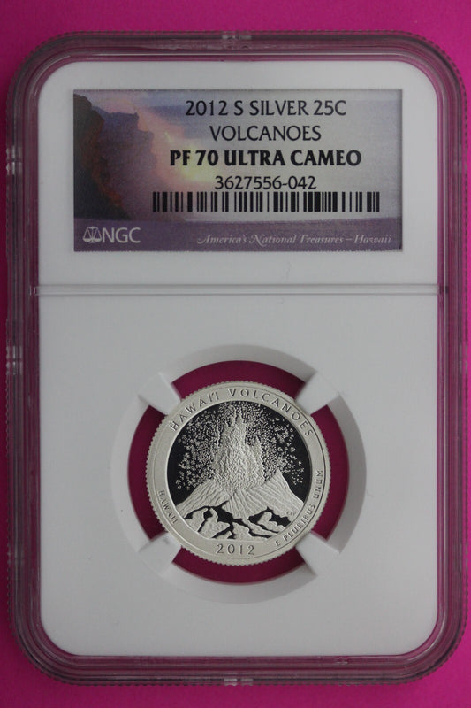 2012 S PF 70 Silver Quarter Hawaii Volcanoes NGC Graded Certified Slab 455