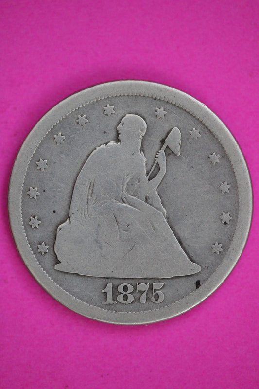 1875 S 20 Twenty Cent Silver Coin Guaranteed Authentic & Genuine USA Seller 2838