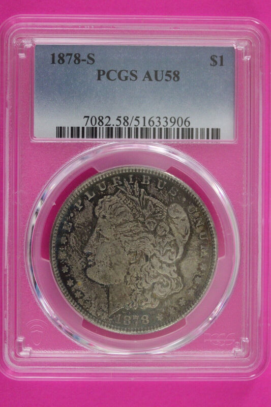 Toned 1878 S AU 58 Liberty Morgan Silver Dollar Coin PCGS Graded Certified 1088