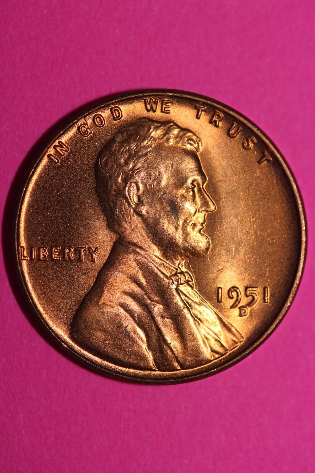 Gem Brilliant Uncirculated 1951 D Wheat Cent Lincoln Same Red Coin In Pics TOM01