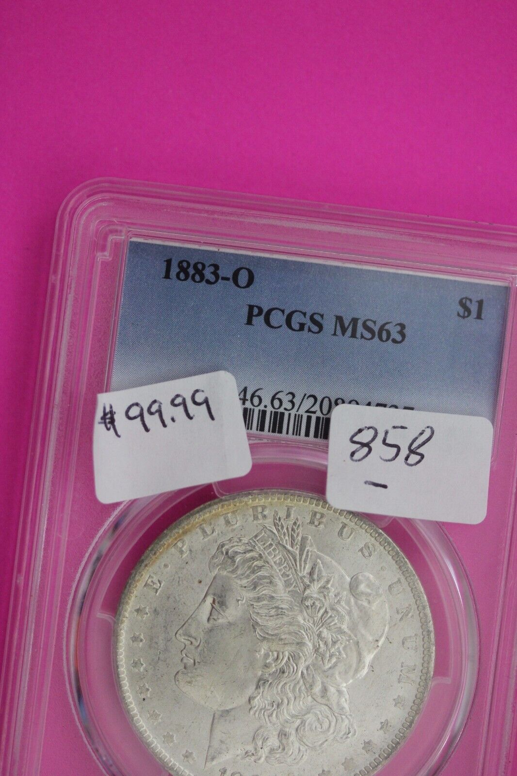 1883 O MS 63 Liberty Morgan Silver Dollar PCGS Certified Authentic Slab 858