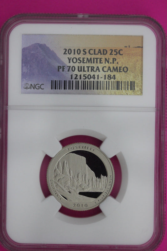 2010 S PR 70 Clad Yosemite Parks Quarter PCGS Certified Authentic Genuine 207