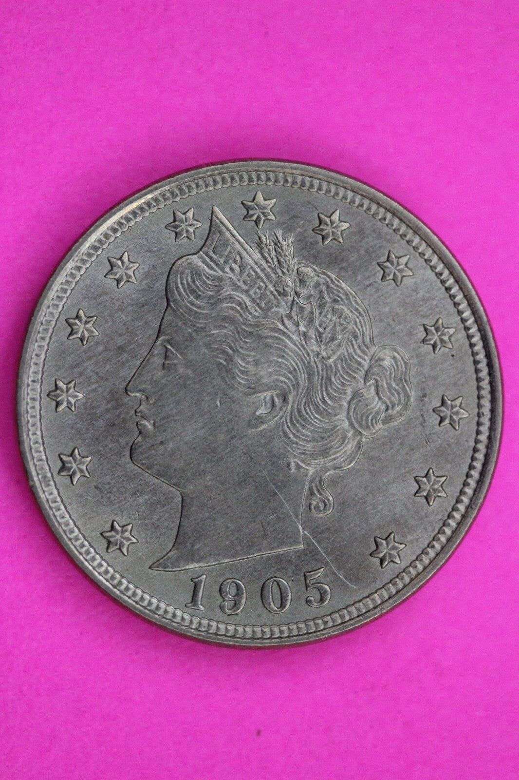 High Grade 1905 V Liberty Nickel Guaranteed Authentic & Genuine Coin 1063