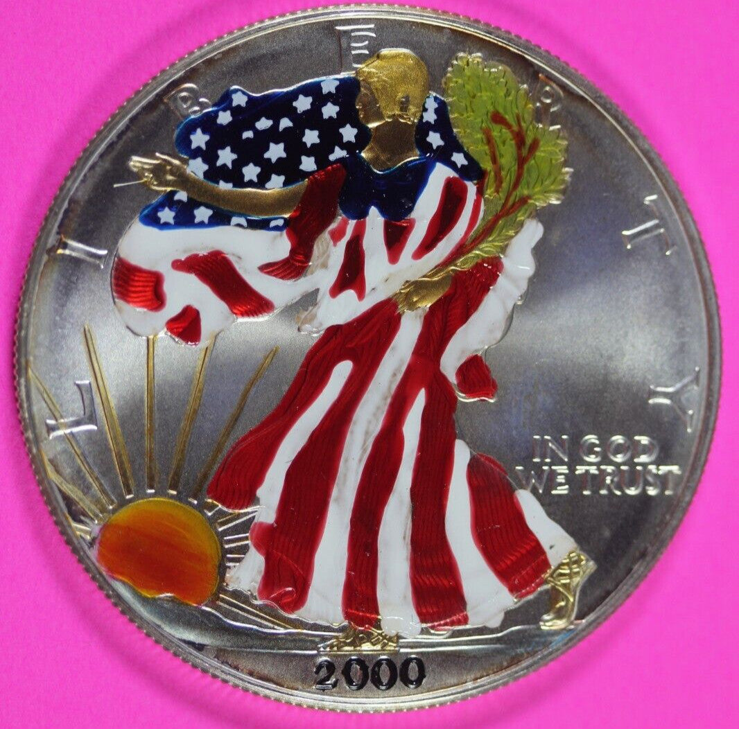 Colorized 2000 American Silver Eagle 1 Ounce .999 Fine Exact Coin Shown 164