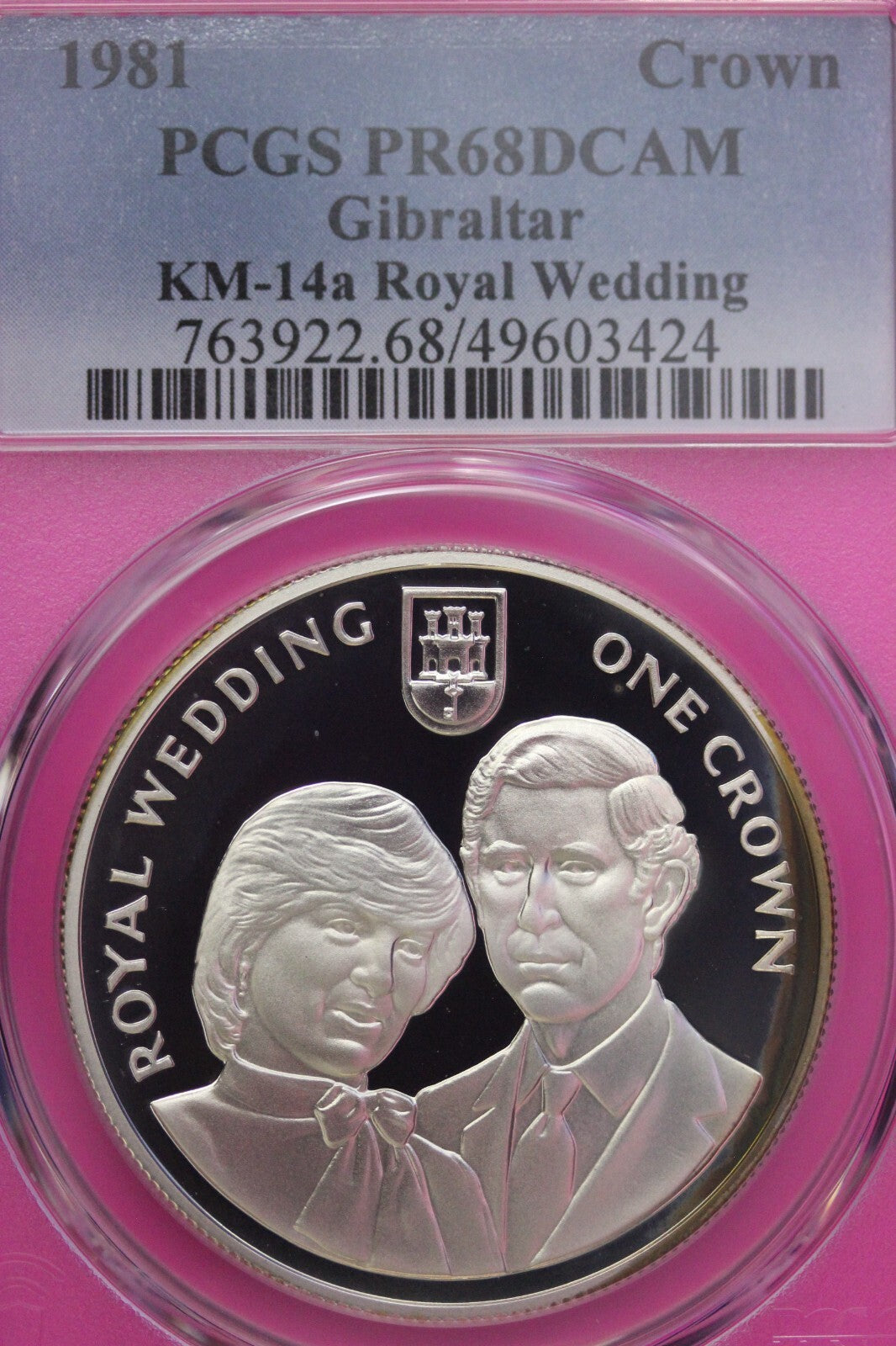 1981 PR 68 DCAM Crown Gibraltar Princess Diana Royal Wedding PCGS Silver 599