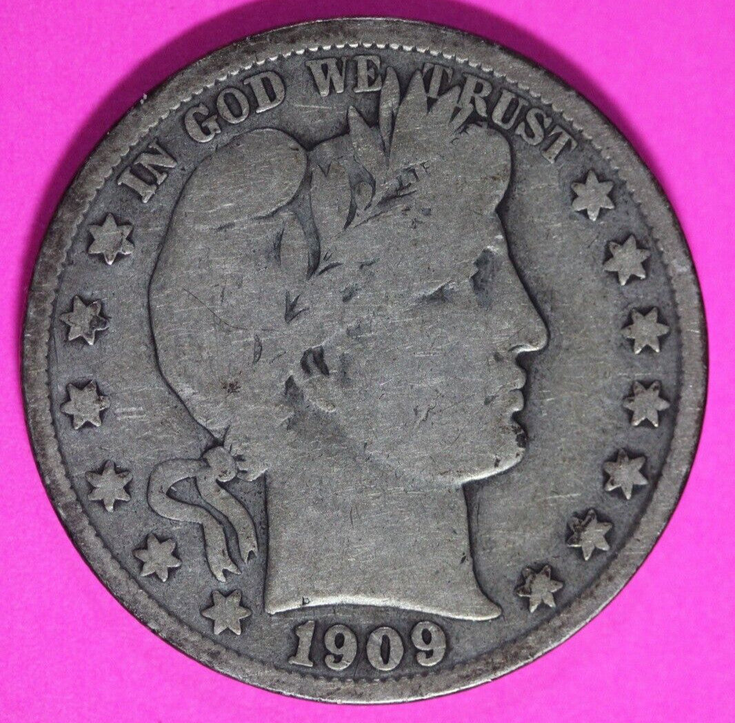 1909 S Barber Liberty Half Dollar Scarce Semi Key Date Coin San Francisco 214
