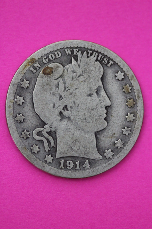 1914 S Barber Liberty Silver Quarter Scarce Semi Key Date San Francisco Mint 31