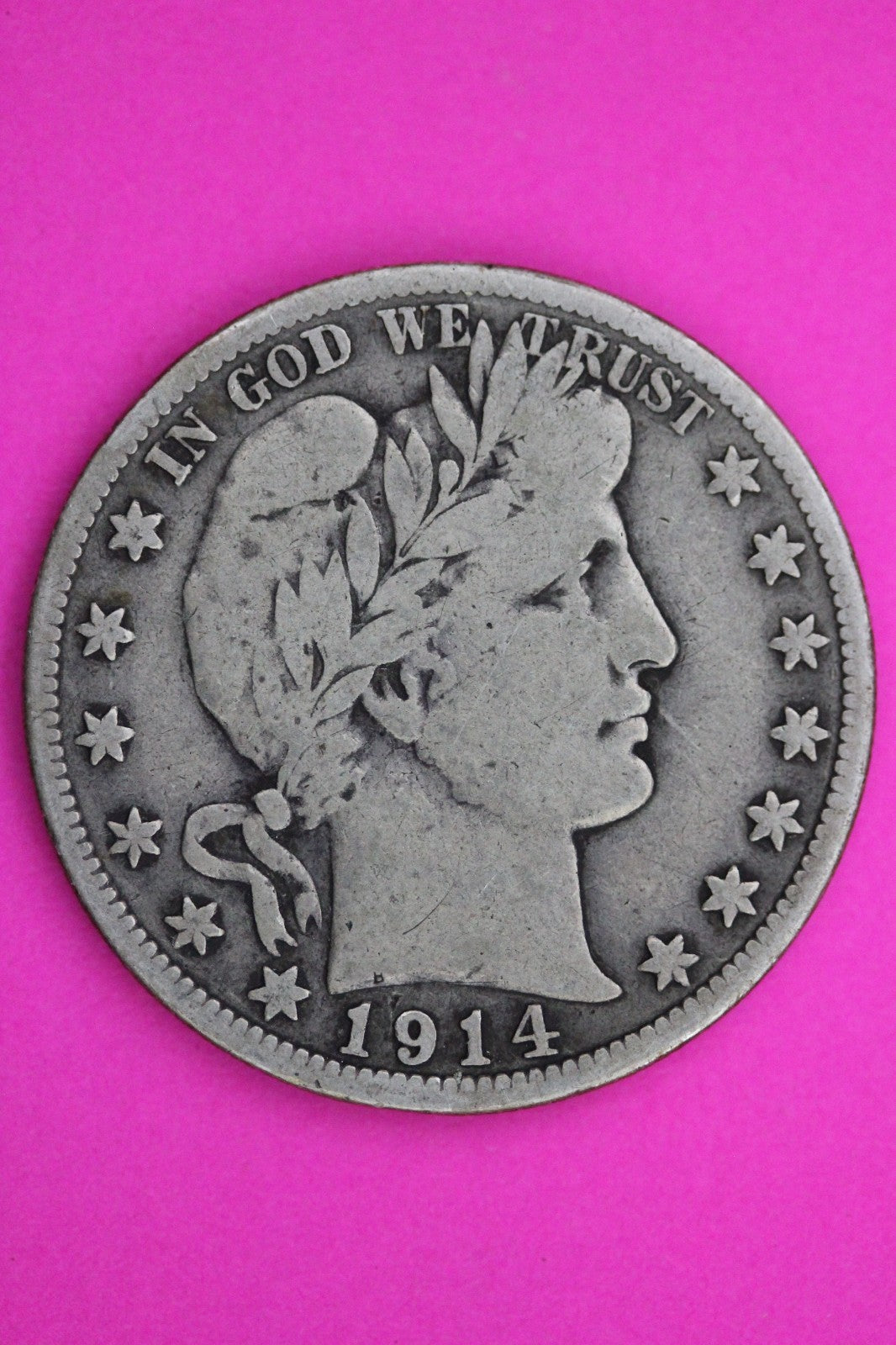 1914 S Barber Liberty Silver Half Dollar Guaranteed Authentic Genuine Coin 2344
