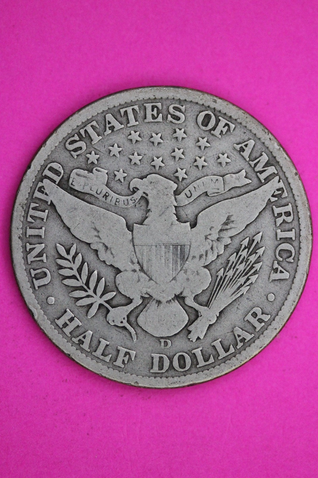 1908 D Barber Liberty Silver Half Dollar Guaranteed Authentic Genuine Coin 2336