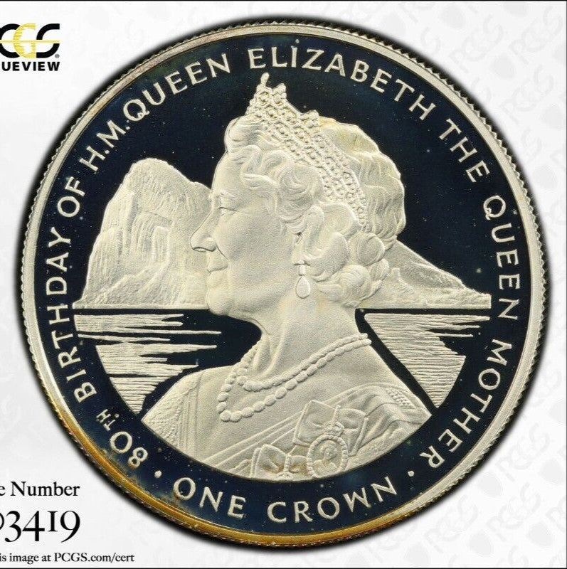 Toned 1980 PR 68 DCAM Crown Gibraltar  PCGS Queen Elizabeth 80th Birthday 550