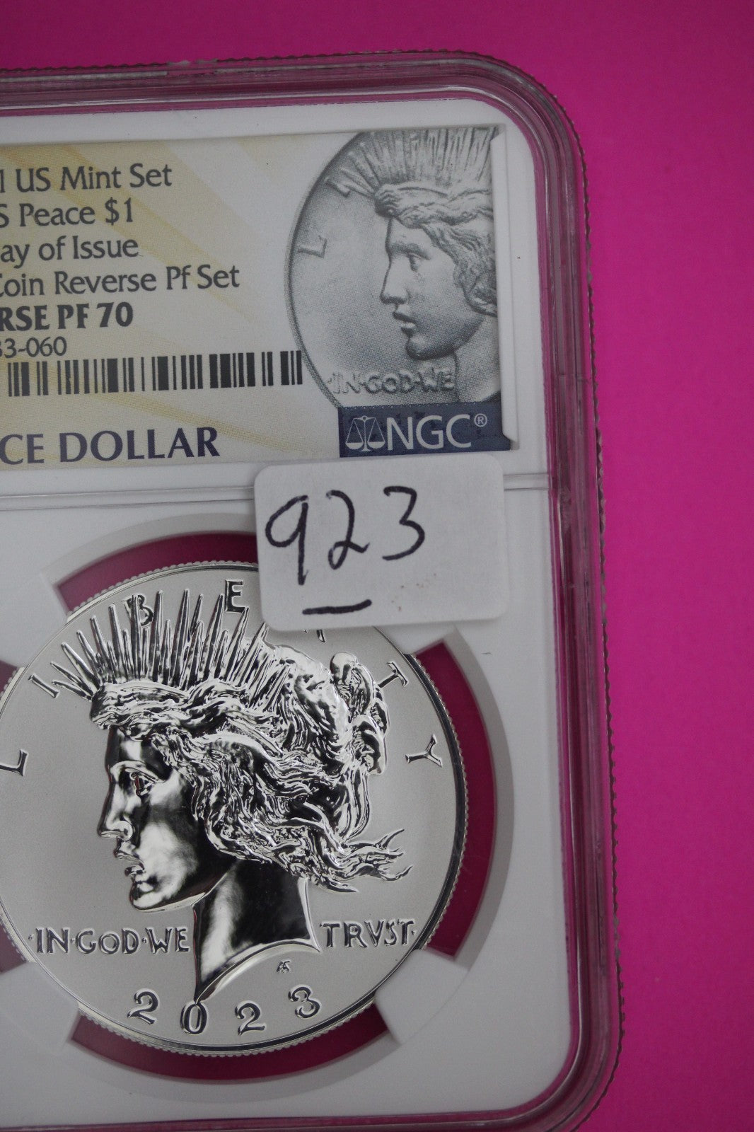 2023 S Reverse PF 70 Peace Silver Dollar From 2 Coin Set NGC Graded Genuine 923