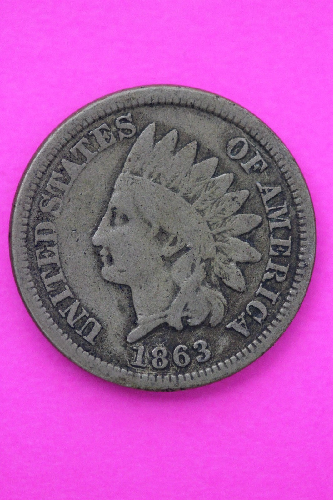 1863 Copper Nickel Indian Head Cent Penny Exact Early Type Coin Pictured 222