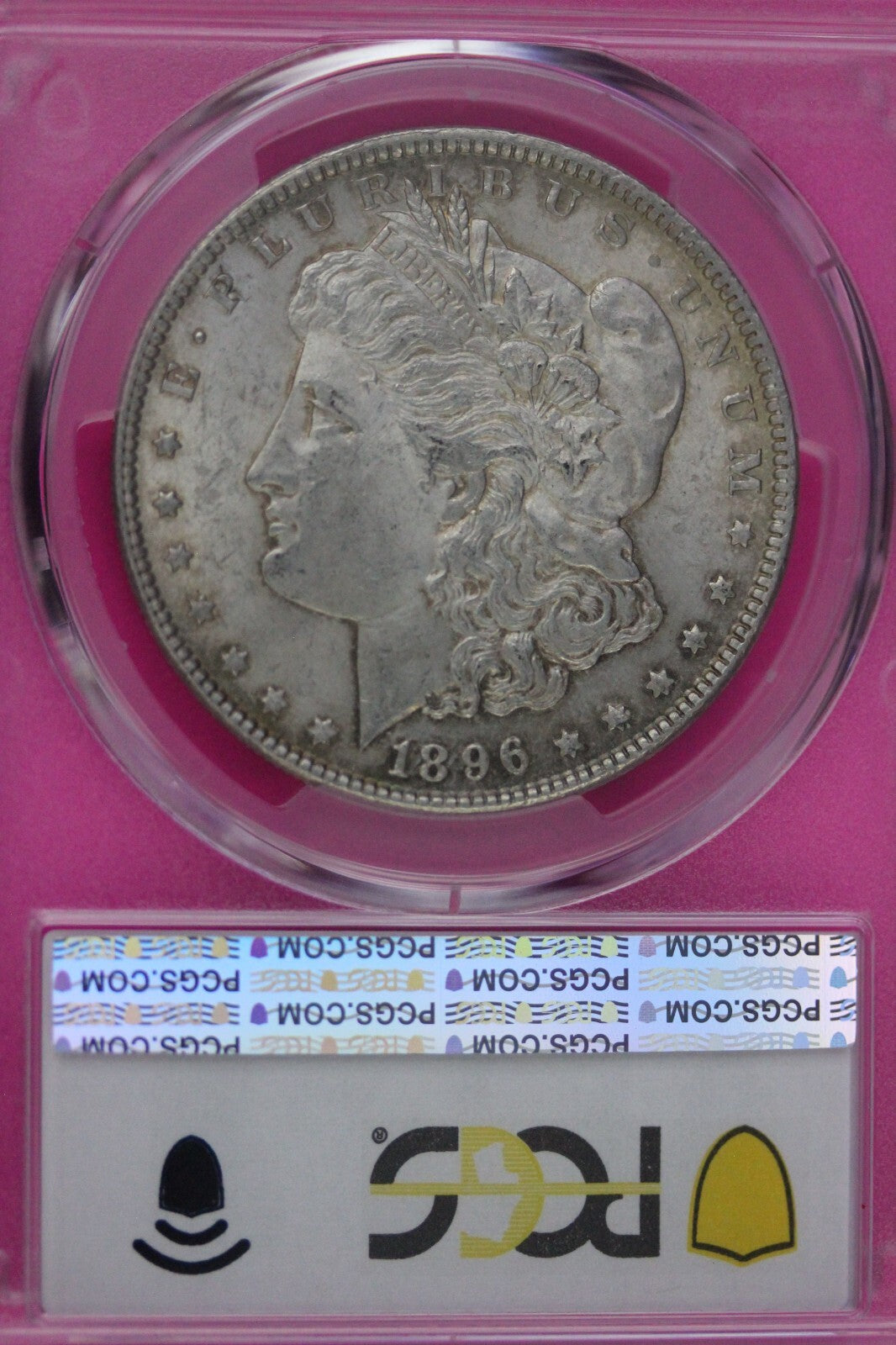 Toned 1896 P MS 63 Morgan Liberty Silver Dollar PCGS Certified Slab 26