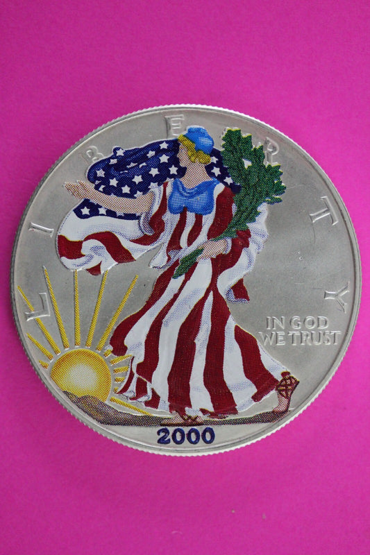 Colorized 2000 American Silver Eagle 1 Ounce .999 Fine Exact Coin Shown N0516
