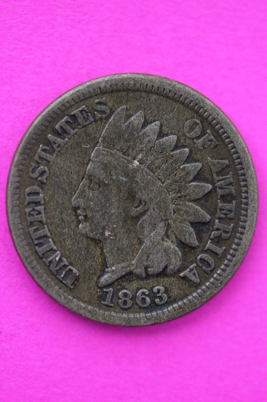 1863 Copper Nickel Indian Head Cent Penny Early Type Coin Exact Coin Pictured 58