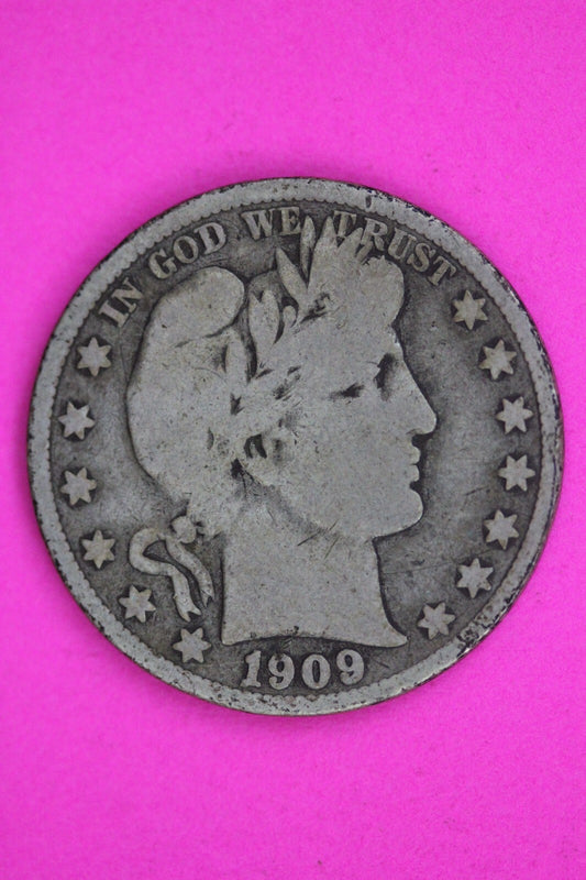 1909 Inverted S Barber Liberty Half Dollar Silver Coin Guaranteed Authentic 1486
