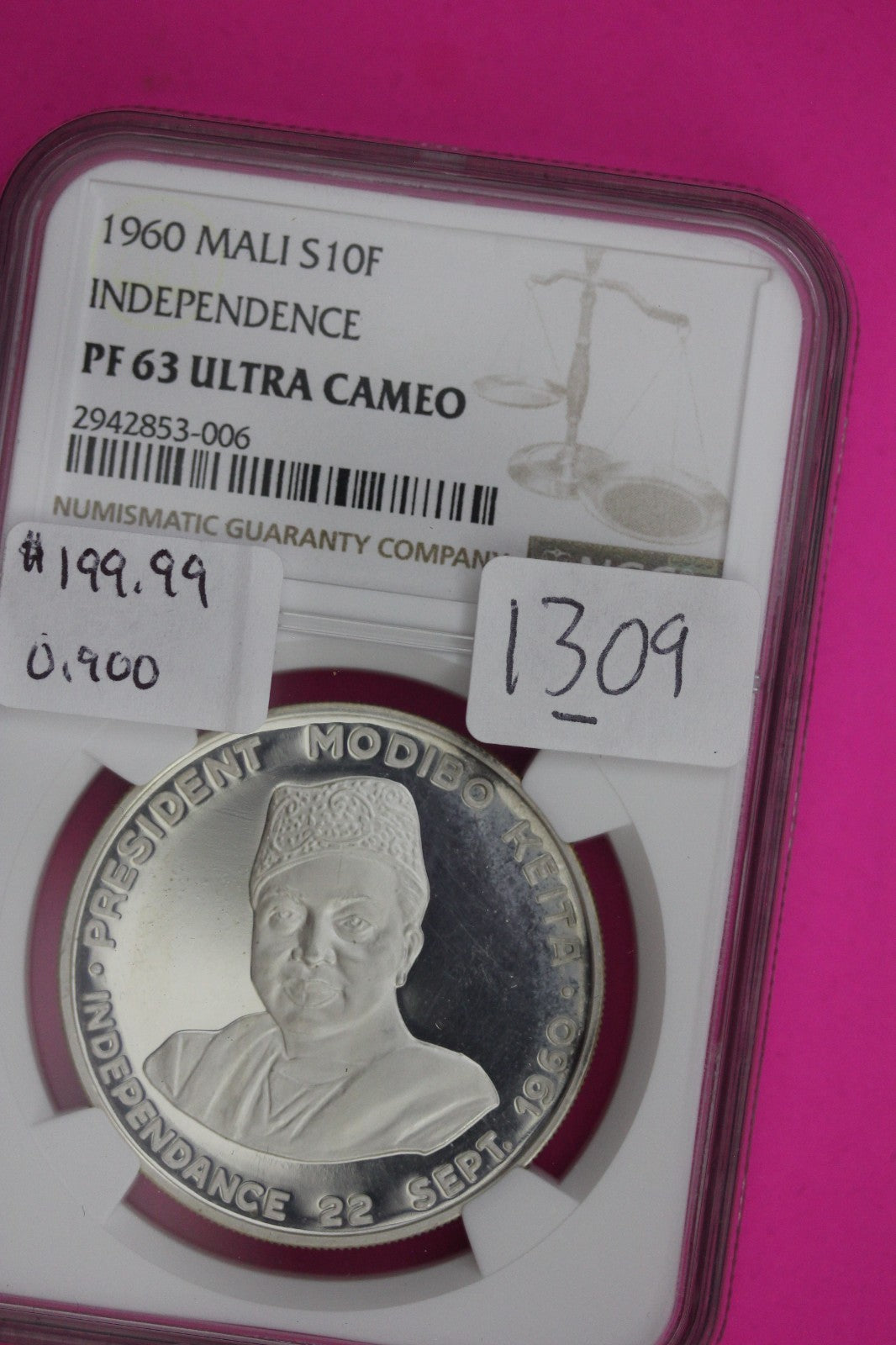 1960 PF 63 Ultra Cameo Mali 10 Francs Independence NGC Certified Graded 1309