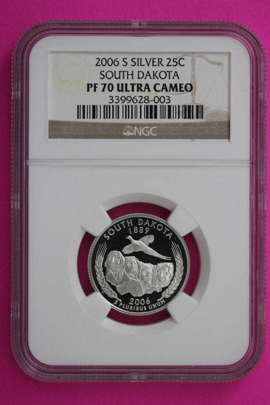 2006 S PF 70 South Dakota Silver State Quarter NGC Certified Authentic Slab 382