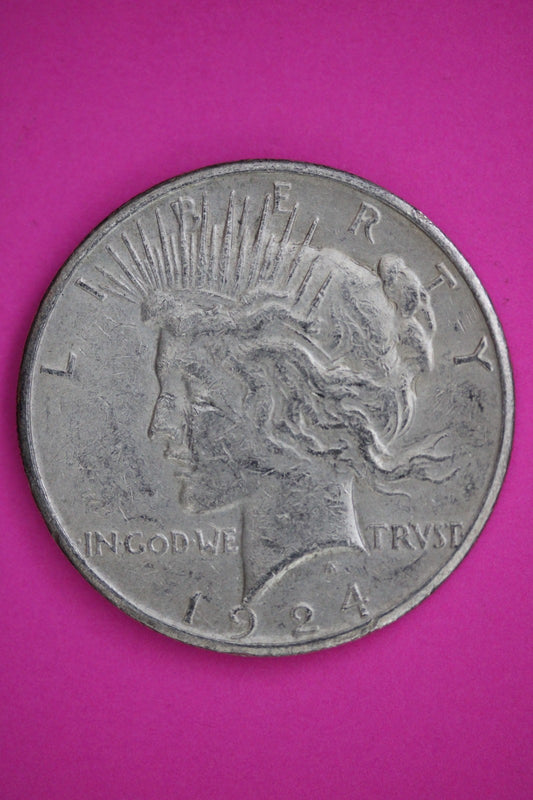 1924 S Peace Lady Liberty Semi Key Date Silver Dollar Guaranteed Authentic 2687