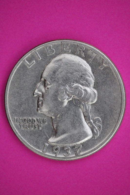 High Grade 1937 P George Washington Silver Quarter Guaranteed Genuine Coin 2609