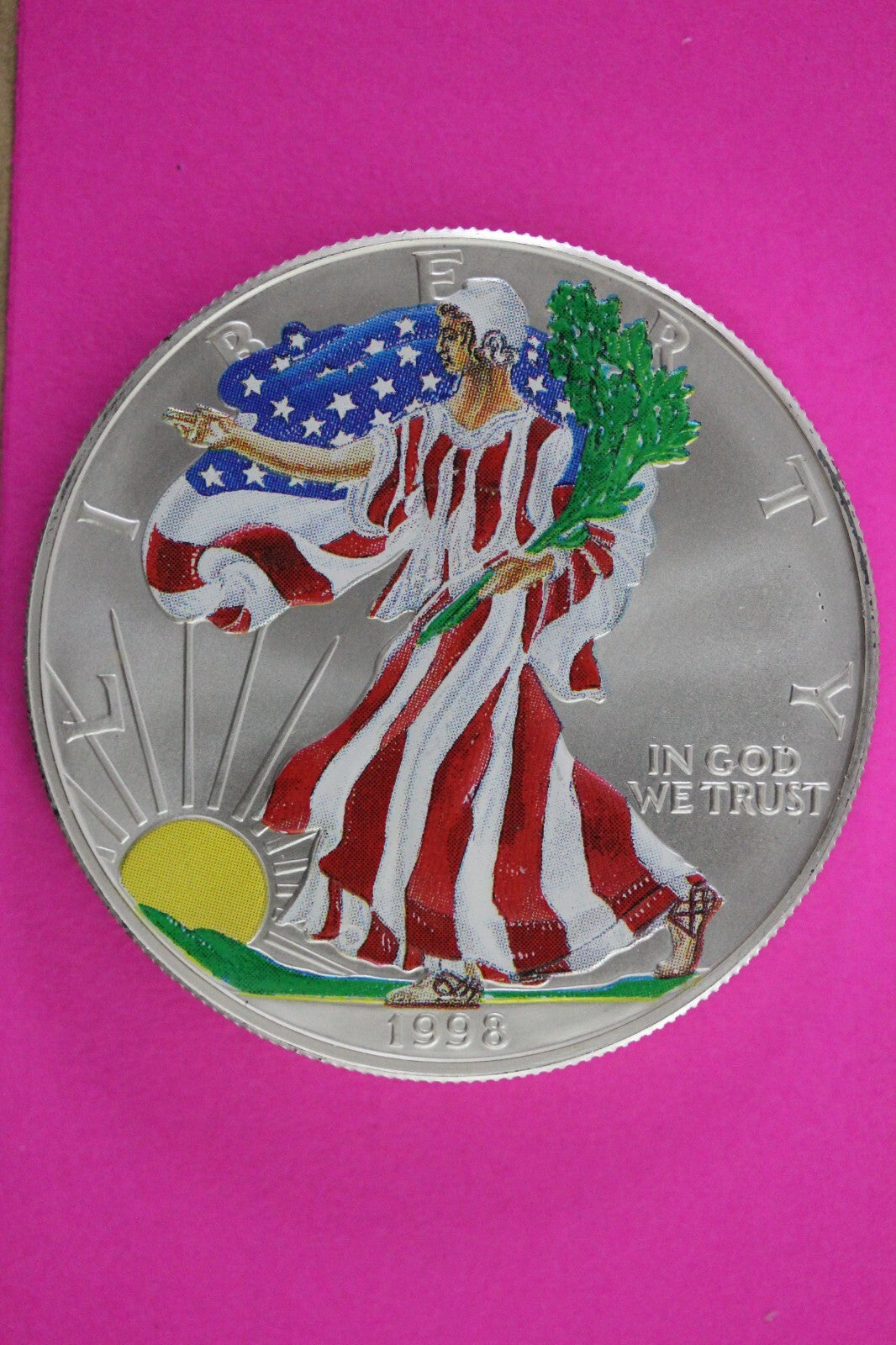 Colorized 1998 American Silver Eagle 1 Ounce .999 Fine Exact Coin Shown N0524