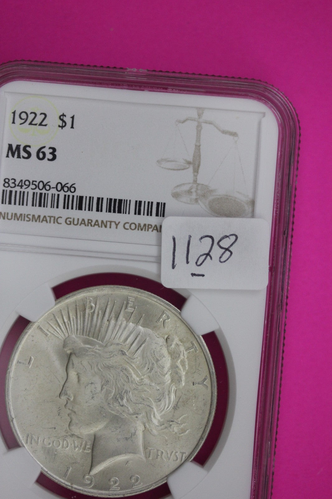 1922 P MS 63 Liberty Peace Silver Dollar NGC Certified Graded Authentic 1128