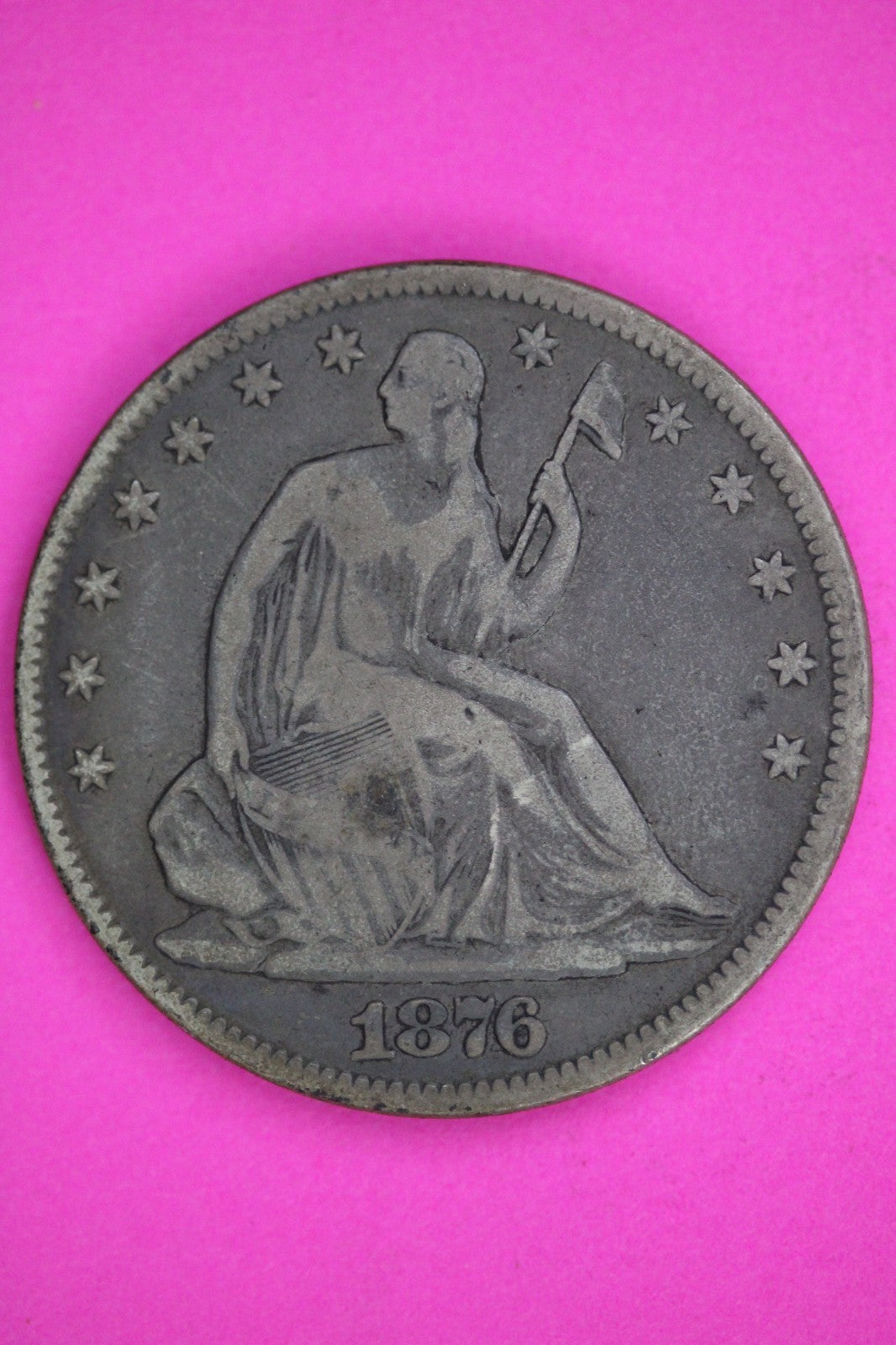 1876 P Seated Liberty Half Dollar Silver Guaranteed Authentic Genuine Coin 2942