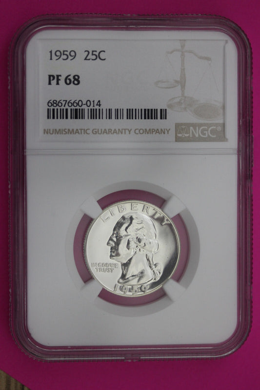 1959 PF 68 Proof Washington Silver Quarter NGC Certified Graded Authentic 274